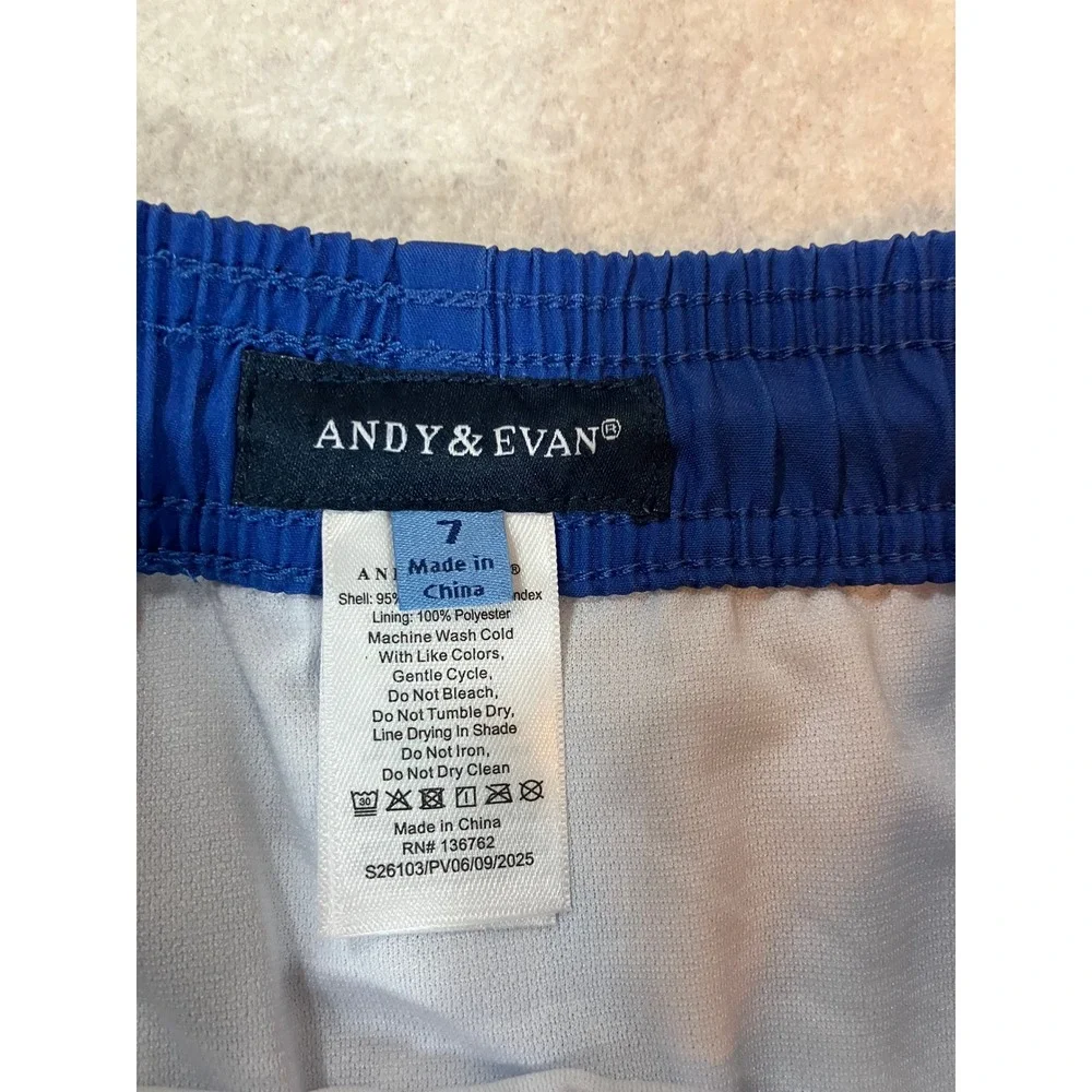 Andy & Evan Boys Blue Shark Paisley Swim Trunks Shorts Size 7 NWT